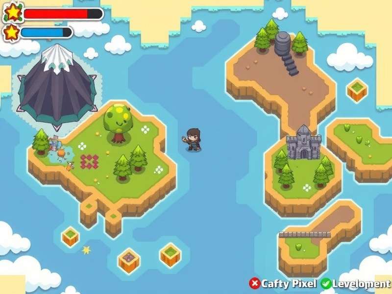 Crafty Pixel Odyssey world map showing diverse regions