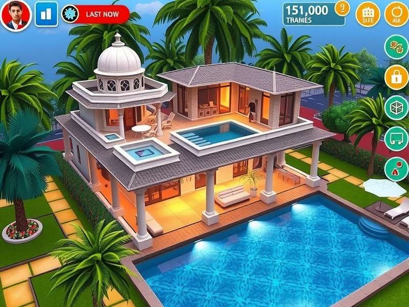 Jubilee Hills Luxury Life gameplay screenshot showing luxury villa