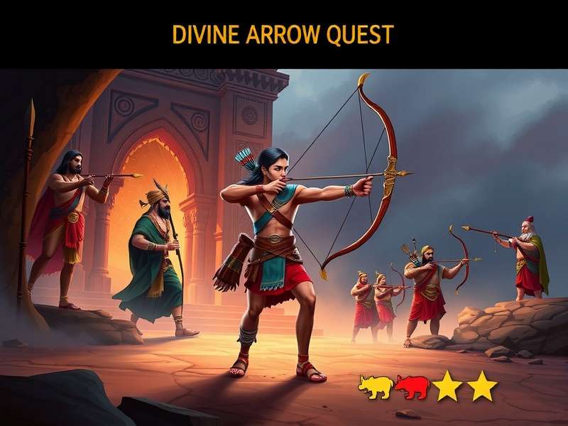 Divine Arrow Quest character lineup showing Arjun and mythological figures