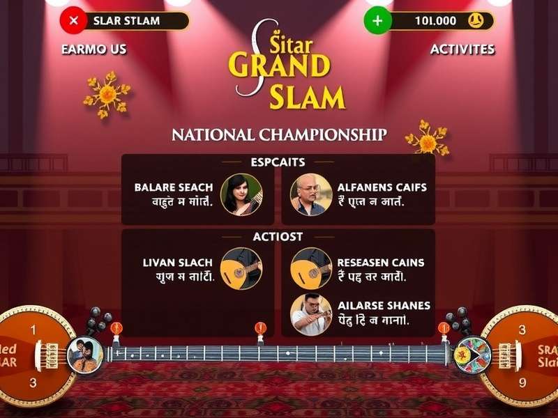 Sitar Grand Slam gameplay interface showing traditional Indian design elements