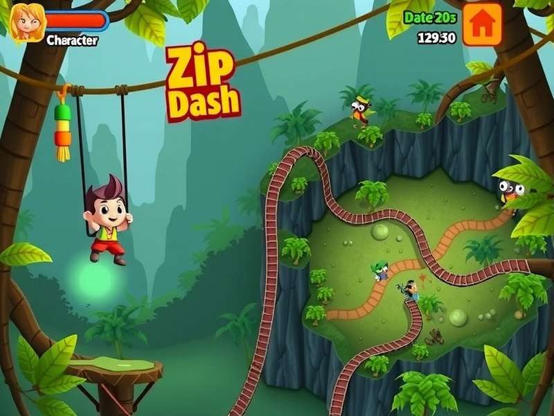 Jungle Zip Dash Rush level map showing multiple paths