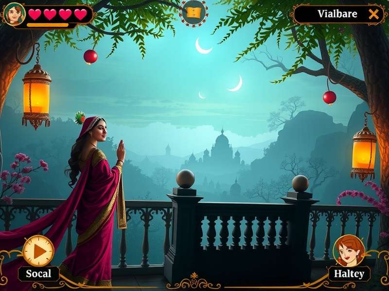Radha Krishna Mystical Love gameplay screenshot showing divine environments