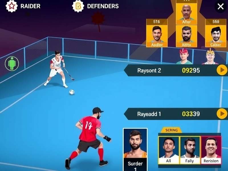 Legendary Kabaddi Stars gameplay screenshot showing raider and defenders