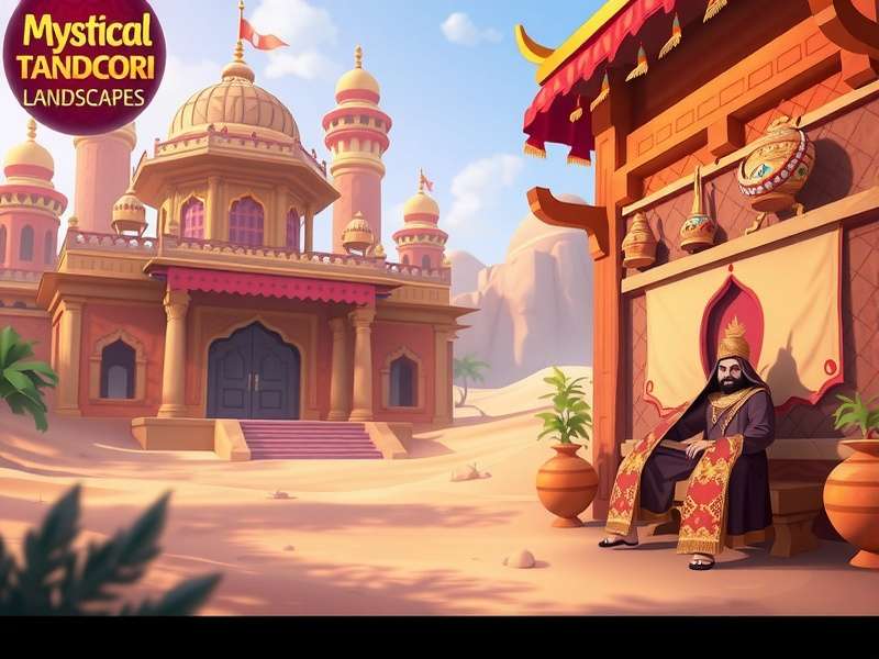 Mystical Tandoori Landscapes game environment showing vibrant colors and Indian architectural elements