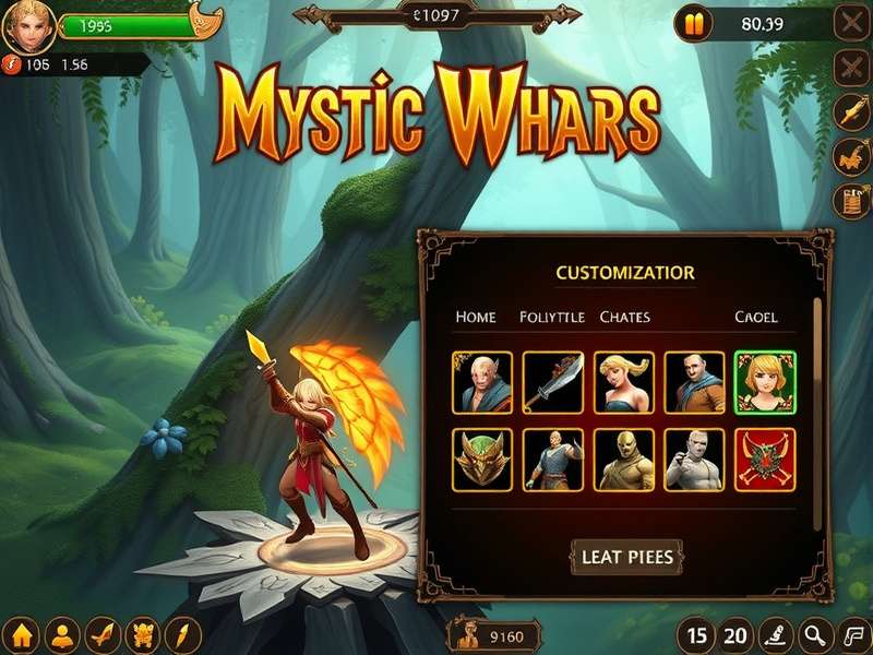 Golden Warrior Mystic Wars character customization interface