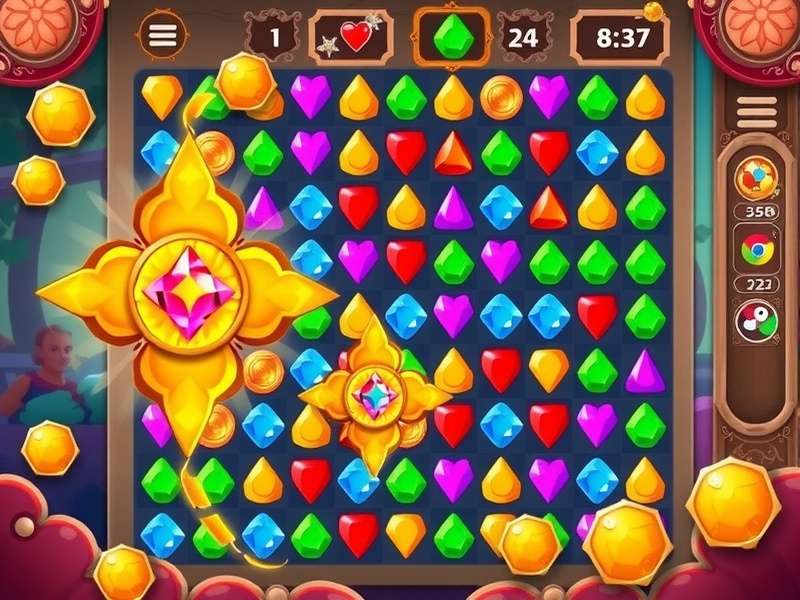 Sparkling Bengal Jewels gameplay screenshot showing colorful jewels and Indian-inspired design elements