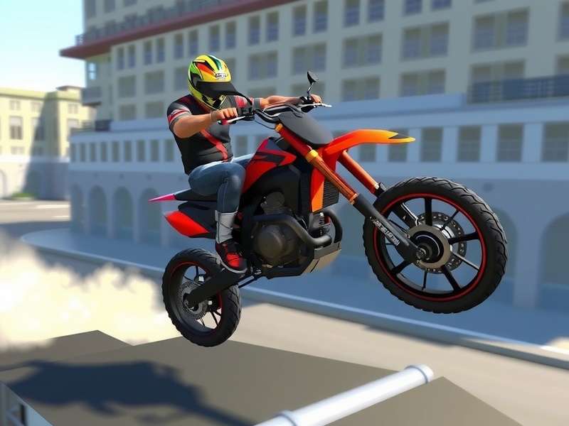 Zoom Bike Stunts gameplay showing motorcycle performing stunts