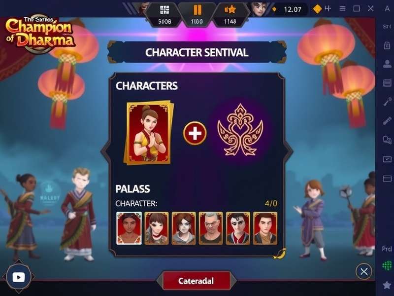 Champion Of Dharma gameplay screenshot showing character selection