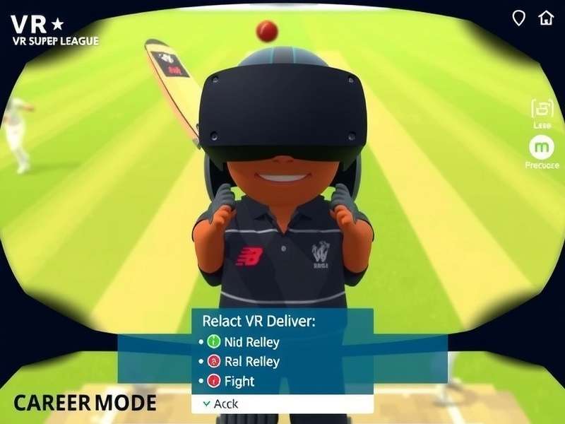 VR Cricket Super League gameplay showing batsman in virtual reality