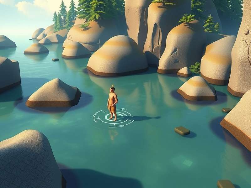 Spiritual Waters Quest gameplay showing character by sacred river