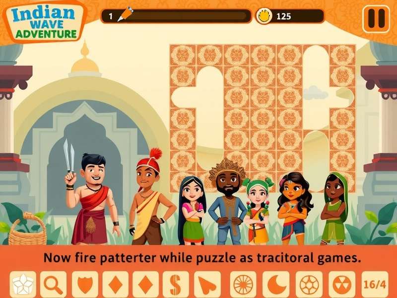 Indian Wave Adventure gameplay screenshot showing character in traditional Indian setting