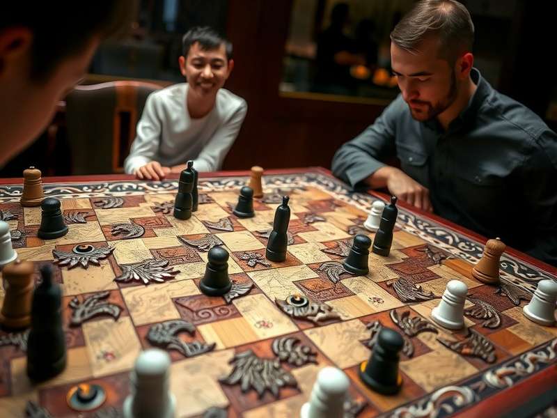 Traditional Shunga Splendor game board with intricate carvings