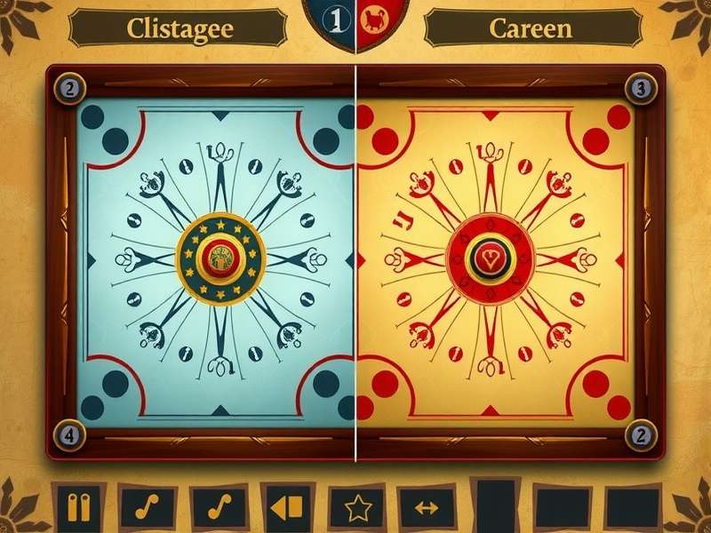 Carrom board showing queen strategy positioning