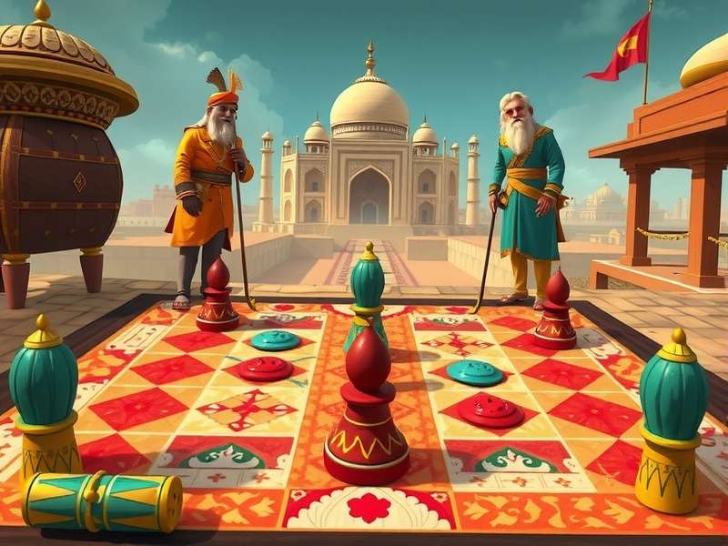 Historical depiction of traditional Indian board games