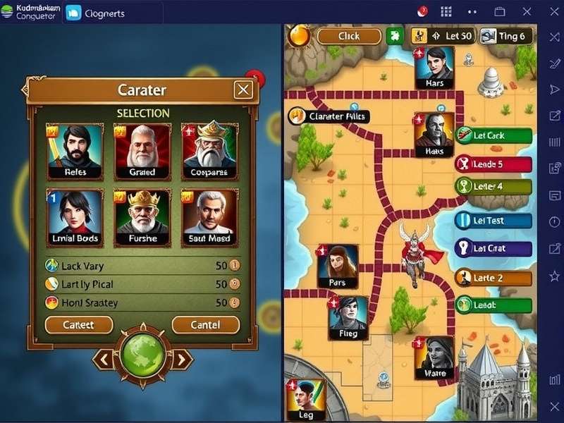 Kodambakkam Conqueror gameplay screenshot showing strategic map and character selection