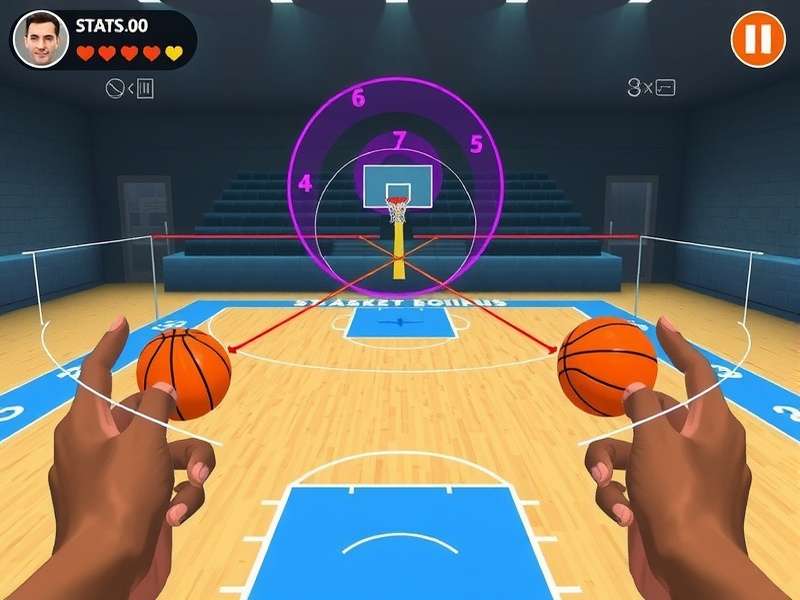 Ganesh Basket Queen gameplay screenshot showing basketball court and scoring interface