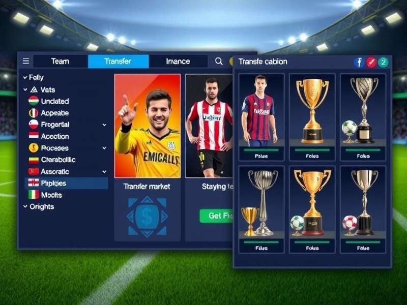 Elite Football Manager trophy cabinet showing various achievements