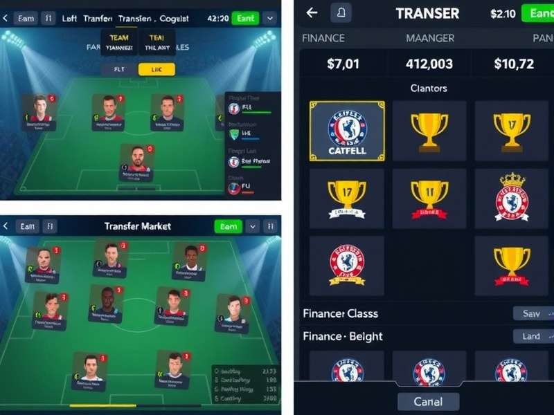 Elite Football Manager gameplay interface showing team management screen
