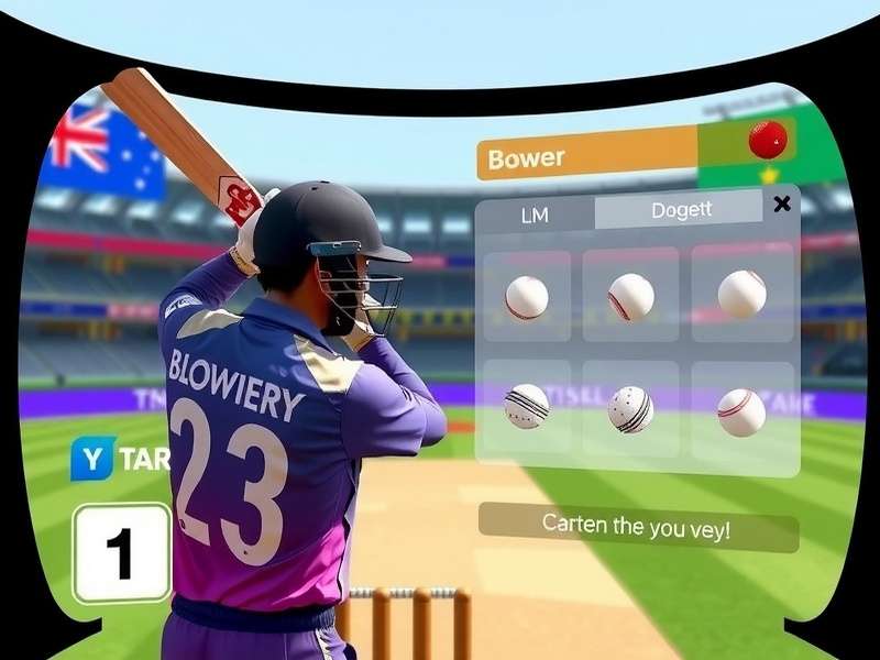 VR Cricket Super League bowling interface showing different delivery types