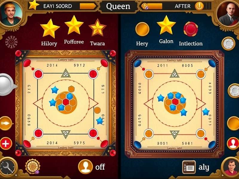 Historical carrom board compared to digital version