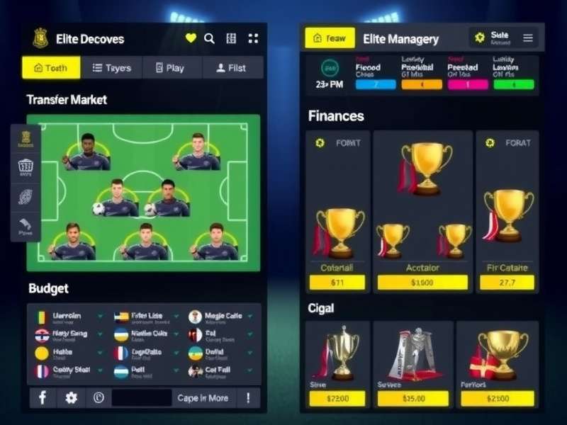 Elite Football Manager finance management screen showing budget allocation