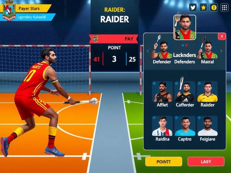 Legendary Kabaddi Stars player roster showing different athletes