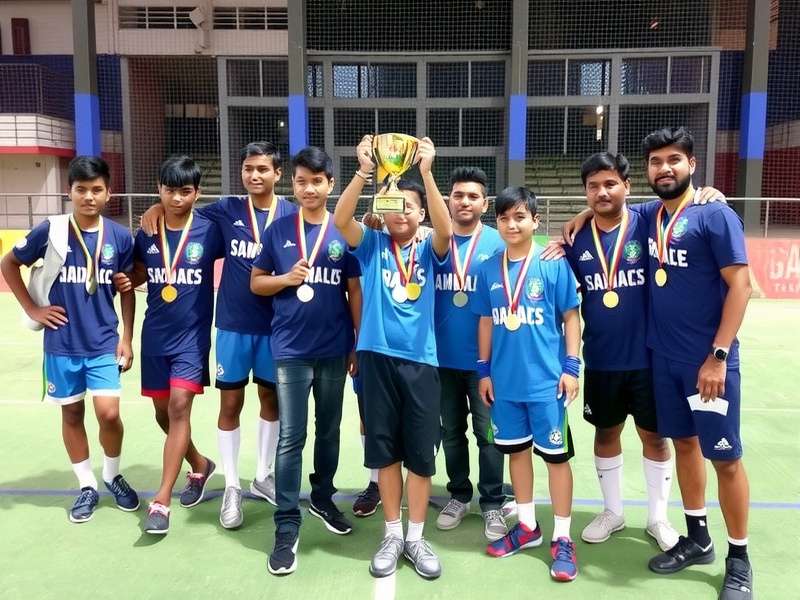 Vadodara Handball Warriors trophy celebration