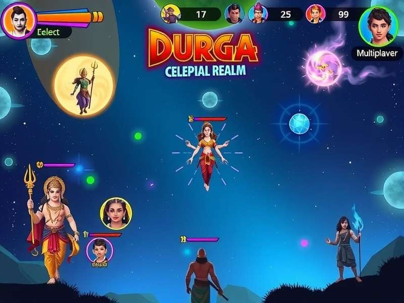 Character selection screen showing various Hindu deities