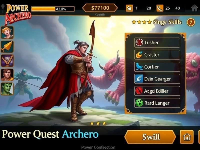 Power Quest Archero gameplay screenshot showing character battling monsters