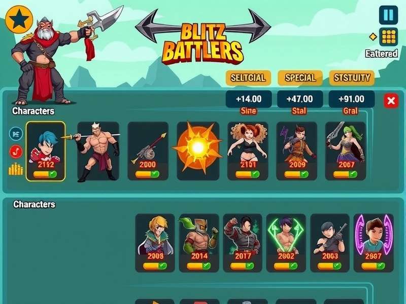 Blitz Battlers character roster showing diverse options