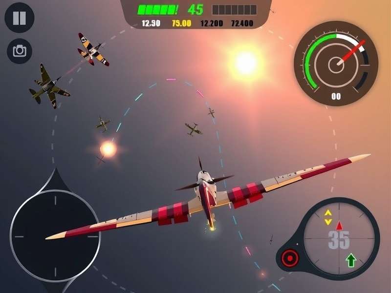 Desi Fighter Ace gameplay screenshot showing dogfight