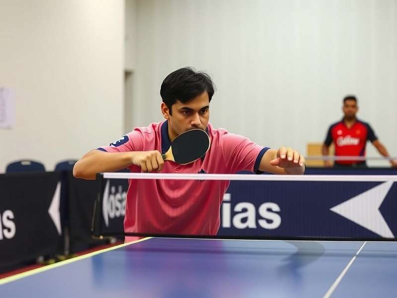 Indian table tennis player demonstrating tactics