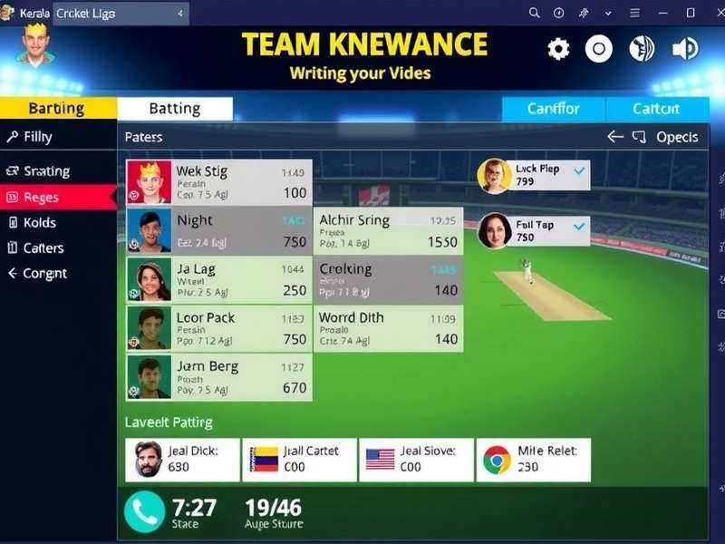 Kerala Cricket Kings Ruler team management interface