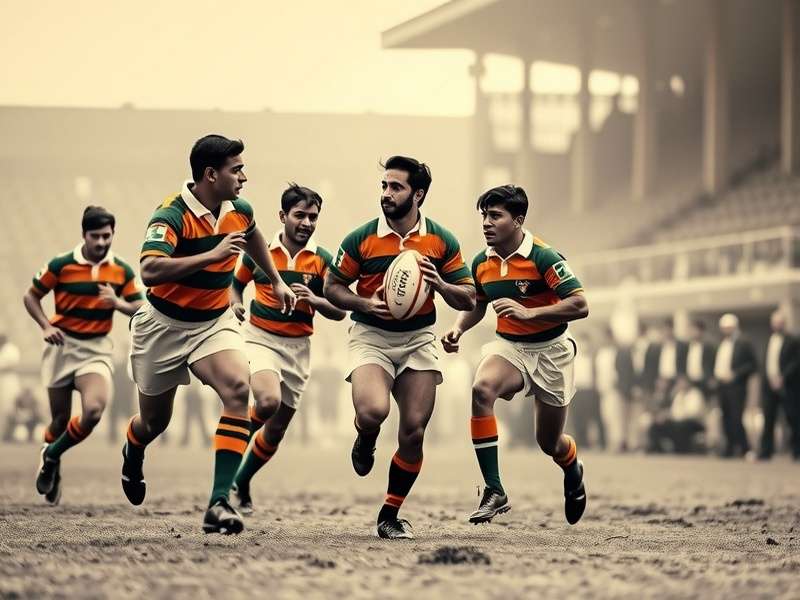 Indian rugby team in action during international match