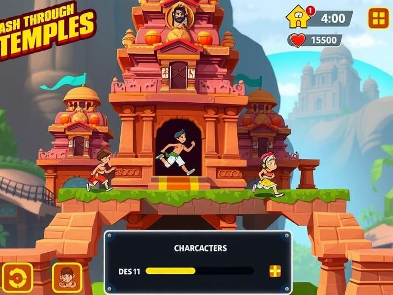Dash Through Temples gameplay showing character running through ancient temple