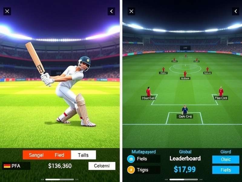 FIFA Cricket Glory gameplay screenshot showing batting interface