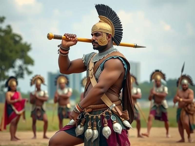 Collection of traditional Indian maces and armor