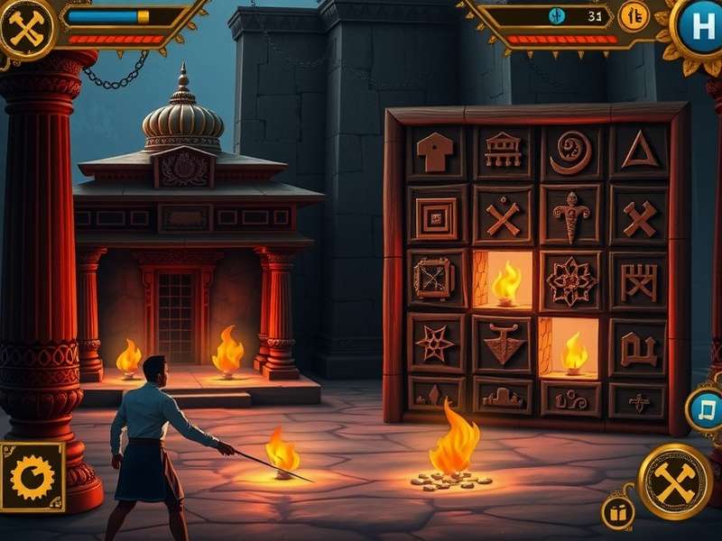 Character solving puzzles in Mystic Maze India