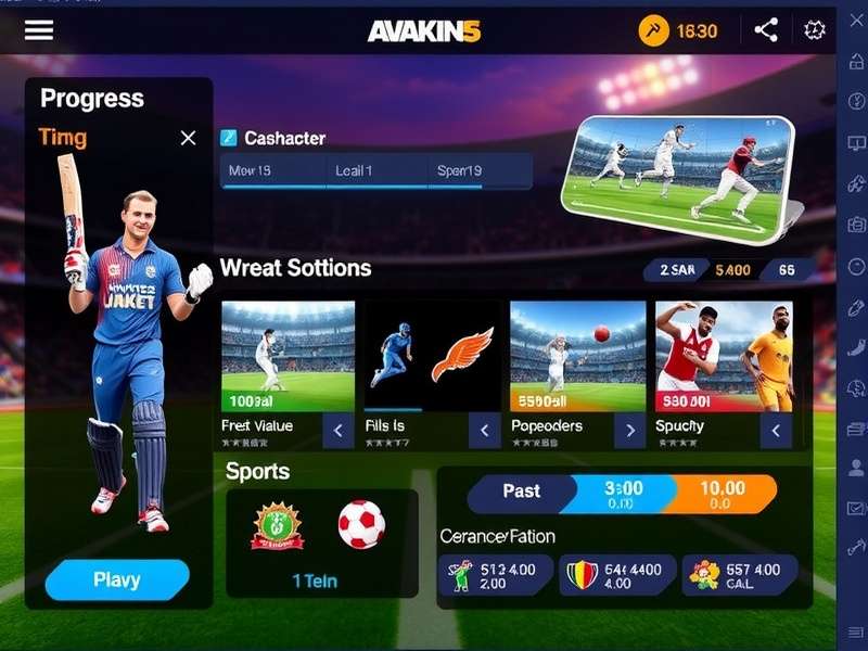 Avakin Sports Arena gameplay interface showing multiple sports options