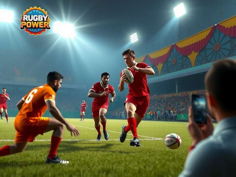 Rugby Power India gameplay screenshot showing intense rugby action