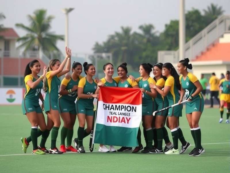 Indian Field Hockey Team celebrating victory