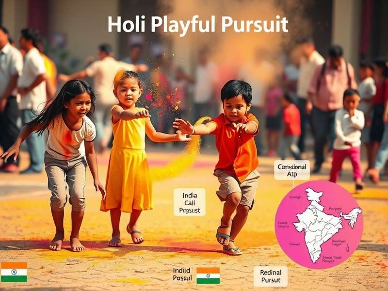 Map of India showing regional variations of Holi Playful Pursuit