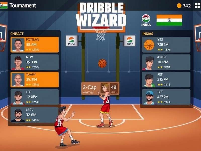 Dribble Wizard India gameplay screenshot showing basketball action