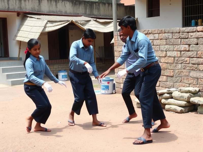 Children demonstrating teamwork in outdoor game