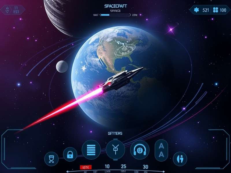 Saffron Galaxy Explorer gameplay showing spaceship in cosmic environment