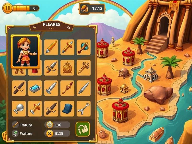 Lucky Gold Odyssey strategy map showing treasure locations