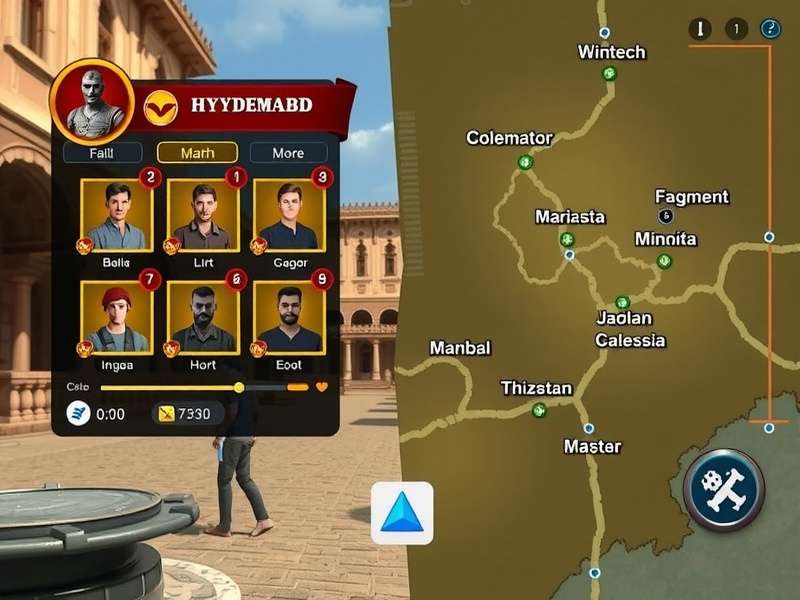 Hyderabad Warrior Quest gameplay screenshot showing character in historic Hyderabad setting