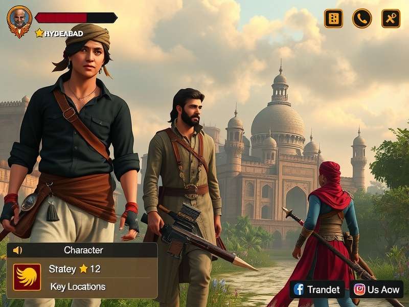 Hyderabad Warrior Quest strategy map showing key locations