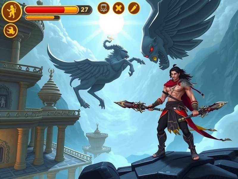 Divine Path Quest environment showing celestial realm with Indian architectural elements