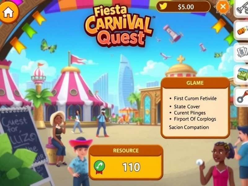 Fiesta Carnival Quest strategy guide showing resource management interface